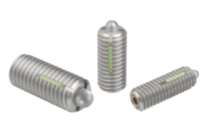 Pressori a molla con esagono incassato e puntale, acciaio inox, con frenafiletto Pressori a molla con esagono incassato e puntale, acciaio inox, con frenafiletto