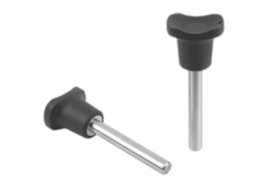 Steckbolzen Edelstahl mit Kunststoff-Griff und magnetischer Axialsicherung Steckbolzen Edelstahl mit Kunststoff-Griff und magnetischer Axialsicherung