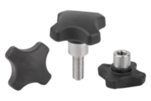 Palm grips, plastic, metal detectable with protruding steel bush Palm grips, plastic, metal detectable with protruding steel bush
