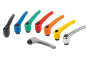 Clamping levers, die-cast zinc with internal thread, threaded insert black oxidised steel Clamping levers, die-cast zinc with internal thread, threaded insert black oxidised steel