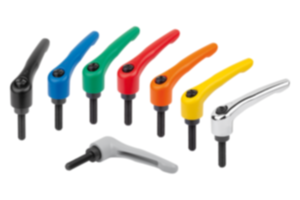 Clamping levers, die-cast zinc with external thread, threaded insert black oxidised steel Clamping levers, die-cast zinc with external thread, threaded insert black oxidised steel