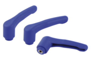Maniglie a leva in plastica rilevabili visivamente con filettatura interna, inserto filettato in acciaio inox Maniglie a leva in plastica rilevabili visivamente con filettatura interna, inserto filettato in acciaio inox