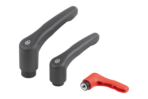 Maniglie a leva in plastica con filettatura interna e funzione di sicurezza, inserto filettato in acciaio passivato blu - inch Maniglie a leva in plastica con filettatura interna e funzione di sicurezza, inserto filettato in acciaio passivato blu - inch