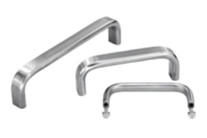 Pull handles, stainless steel 1.4404, polished oval profile, mounted from the rear Pull handles, stainless steel 1.4404, polished oval profile, mounted from the rear