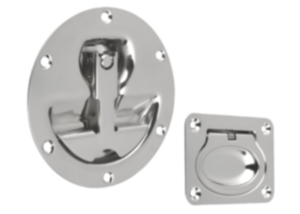 Recessed handles, fold-down, stainless steel Recessed handles, fold-down, stainless steel