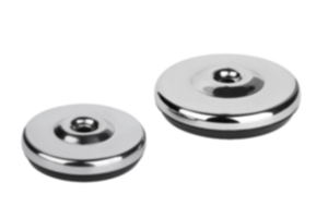 Supporti piatti per piedini di appoggio con base di gomma in acciaio o acciaio inox  Supporti piatti per piedini di appoggio con base di gomma in acciaio o acciaio inox