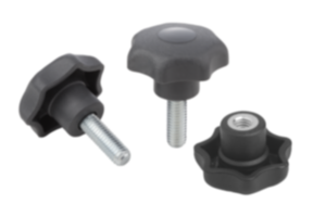 Pomelli a lobi antibatterici simili a DIN 6336 con parti metalliche in acciaio inox Pomelli a lobi antibatterici simili a DIN 6336 con parti metalliche in acciaio inox