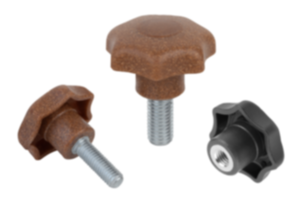 Pomelli a lobi biopolimerici simili a DIN 6336, parti metalliche in acciaio inox Pomelli a lobi biopolimerici simili a DIN 6336, parti metalliche in acciaio inox