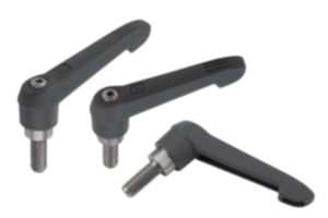 Clamping levers, plastic, antibacterial with external thread, threaded insert stainless steel Clamping levers, plastic, antibacterial with external thread, threaded insert stainless steel