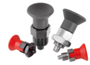 Doigt d'indexage en acier ou en inox modèle court avec bouton de manœuvre en plastique Doigt d'indexage en acier ou en inox modèle court avec bouton de manœuvre en plastique