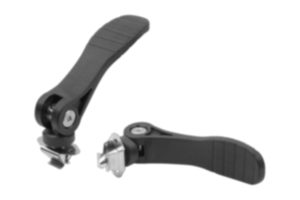 Leve eccentriche in plastica con chiusura rapida, con rondella di pressione in plastica e perno a innesto in acciaio Leve eccentriche in plastica con chiusura rapida, con rondella di pressione in plastica e perno a innesto in acciaio