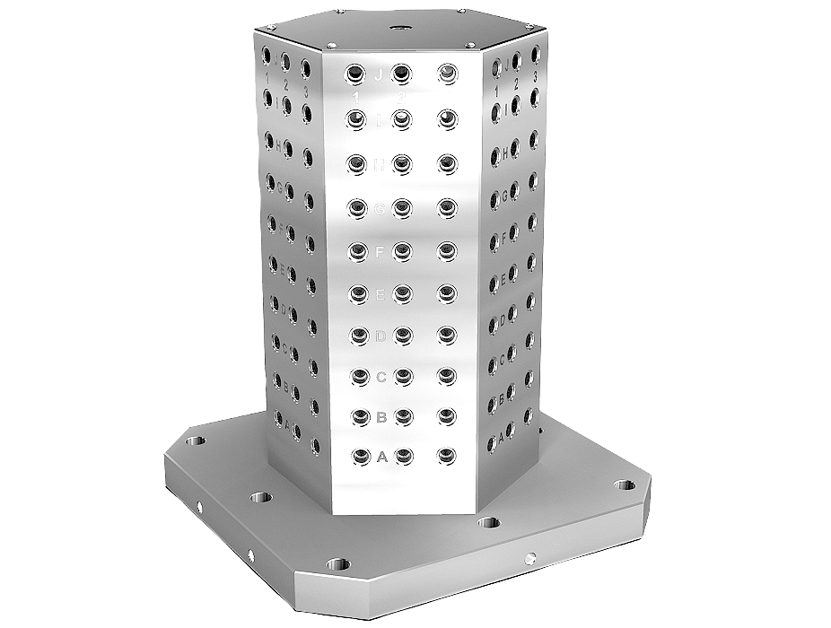 Tours de serrage en fonte grise 6 faces avec trame modulaire