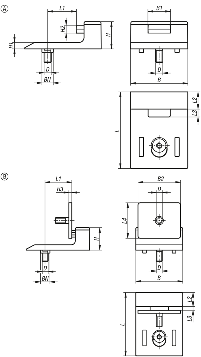 Türanschläge Kunststoff für Aluminiumprofil mit Dämpfung oder mit Magnetverschluss