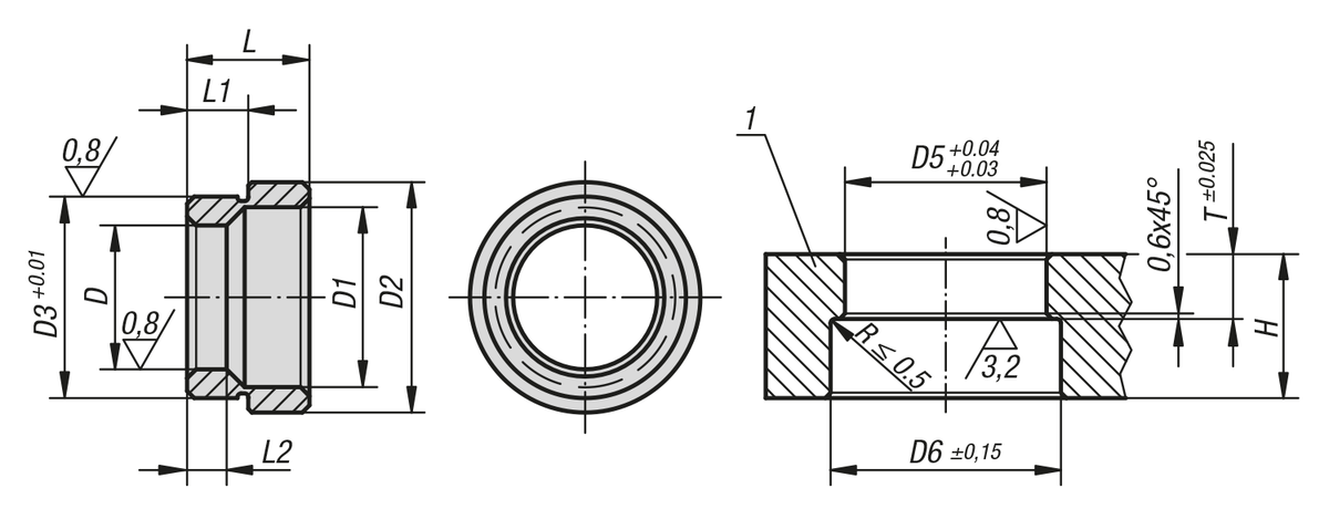 Aufnahmebuchsen Edelstahl Form A (rückseitig eingepresst)
