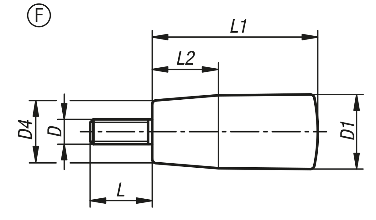 Konusgriffe mit Außengewinde Form F