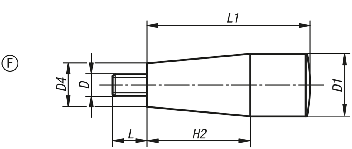Konusgriffe mit Außengewinde Form F