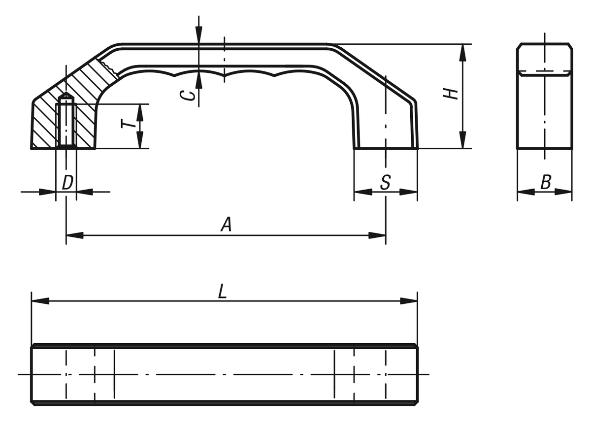 Bügelgriffe Aluminium mit beidseitiger Schräge