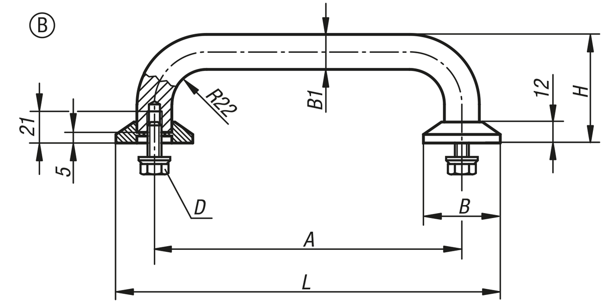 Bügelgriffe Edelstahl, Form B
