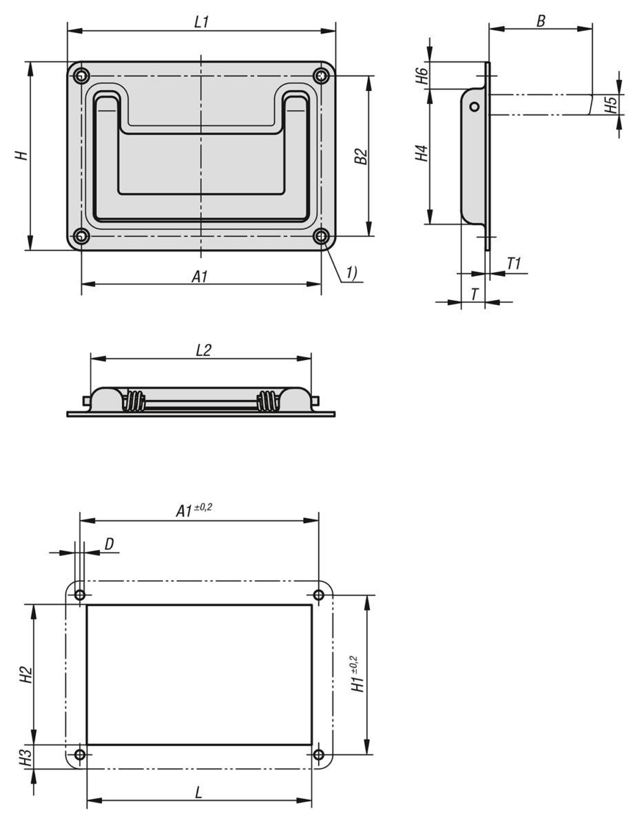 Maniglie ad incasso in acciaio inox ripiegabili