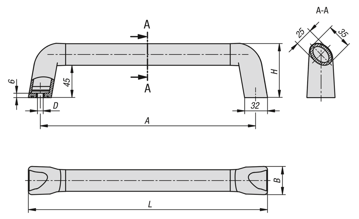 Rohrgriffe Bighand Aluminium mit Kunststoff-Griffschenkel