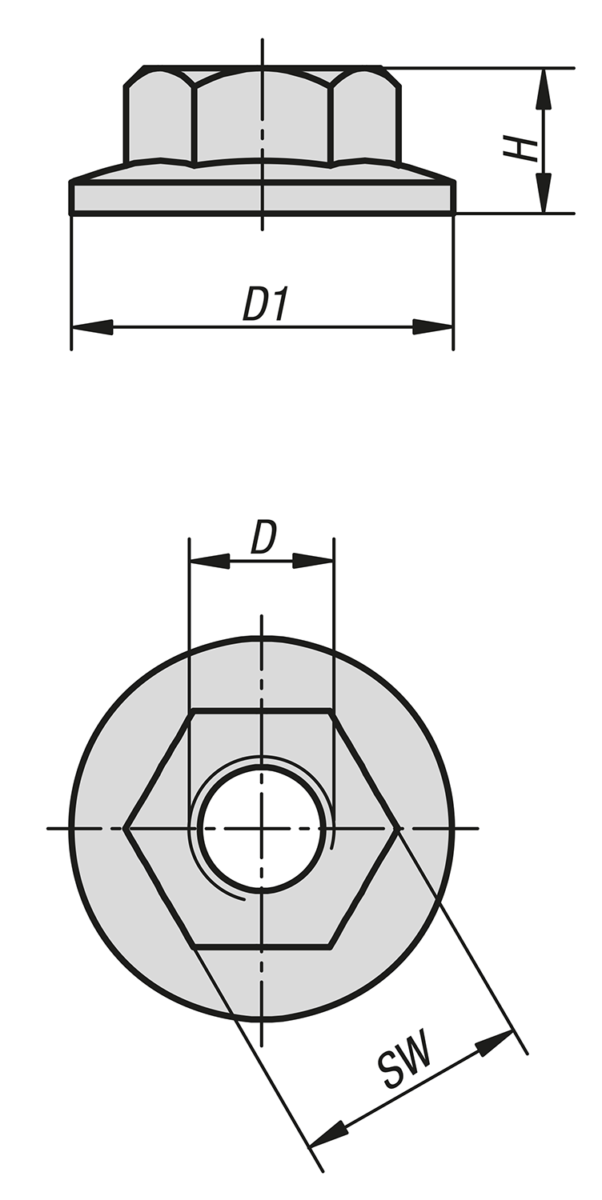 Sechskantmuttern mit Flansch