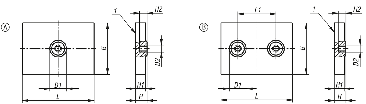 Magnete mit Innengewinde (Flachgreifer) aus NdFeB, rechteckig, mit Gummischutzmantel