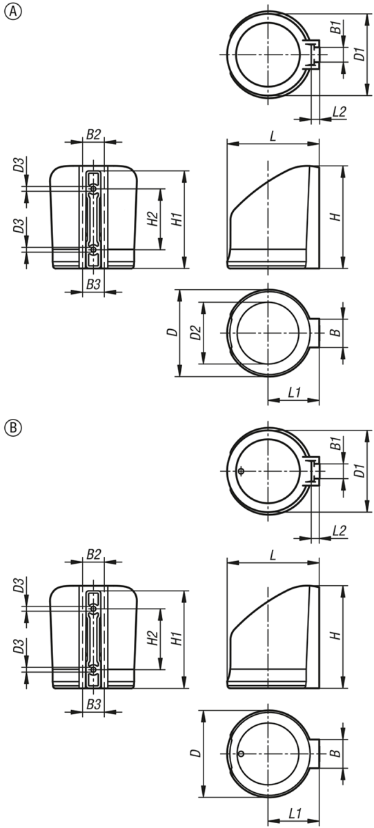 Becherhalter Kunststofffür Aluminiumprofile, geschlossen oder offen