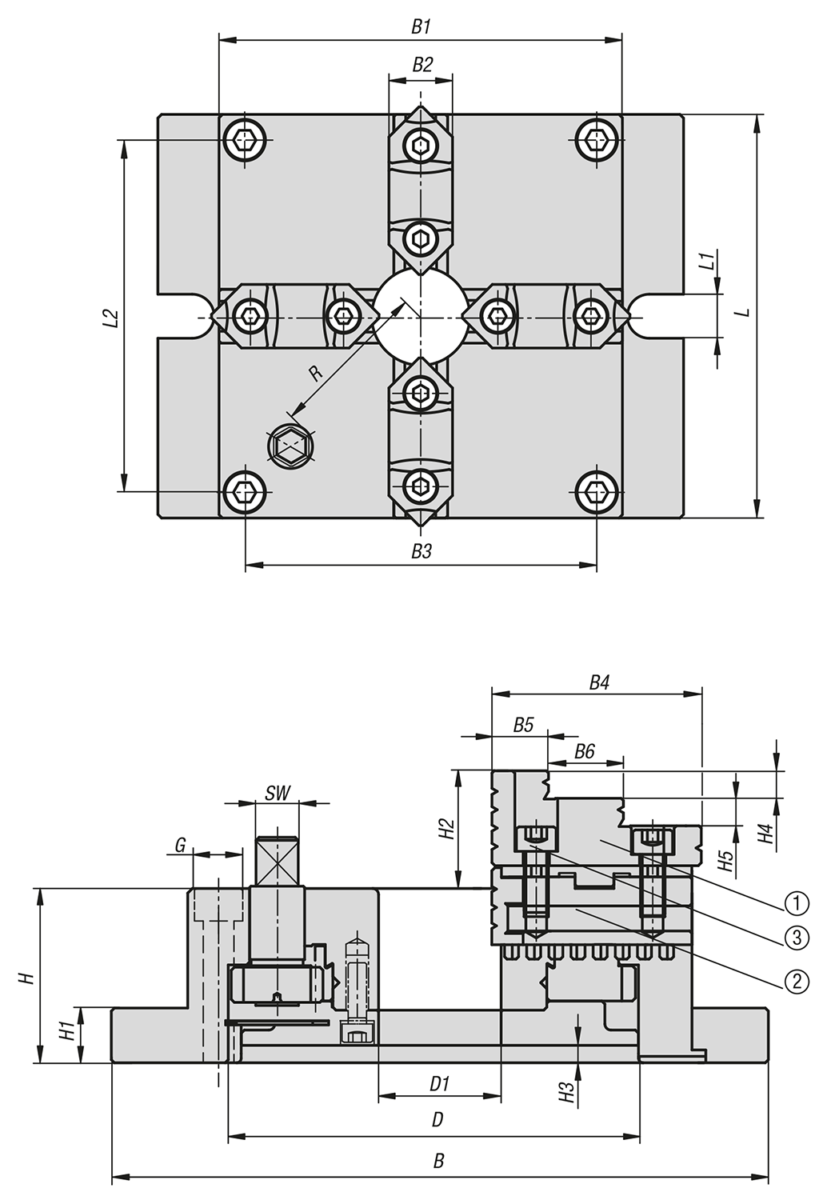 Stationäre 4-Backenfutter Stahl