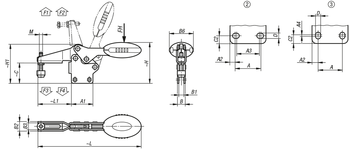 Schnellspanner antistatisch horizontal mit senkrechtem Fuß und verstellbarer Andruckspindel