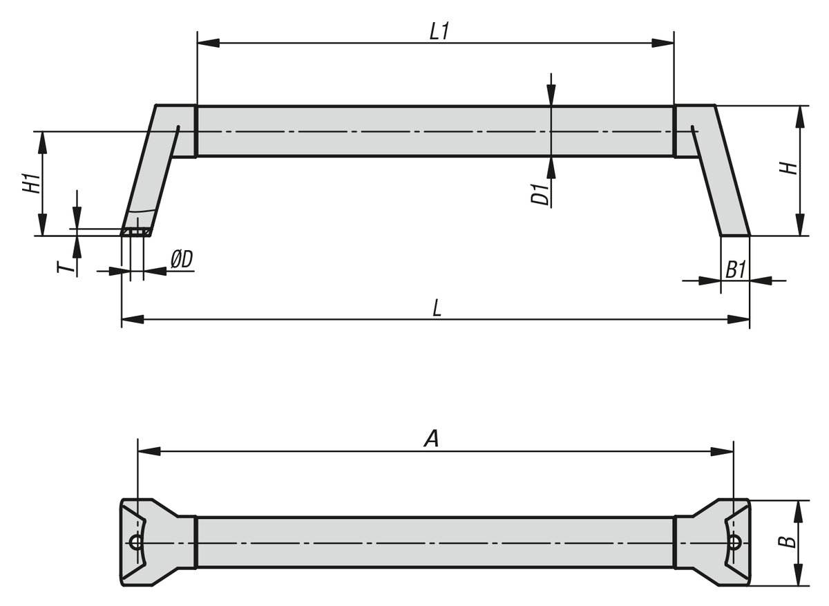 Rohrgriffe Carbon mit Edelstahl-Griffschenkel