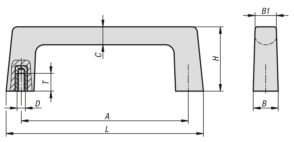 Maniglie a staffa in plastica quadrate