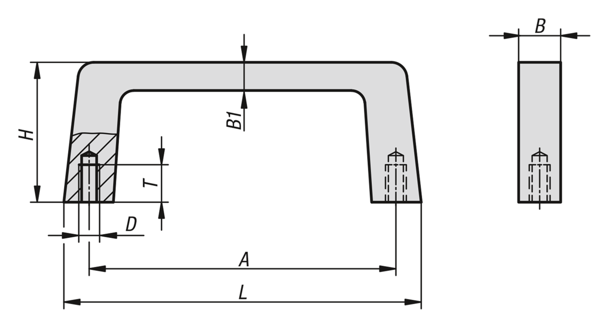 Maniglie a staffa in alluminio quadrate